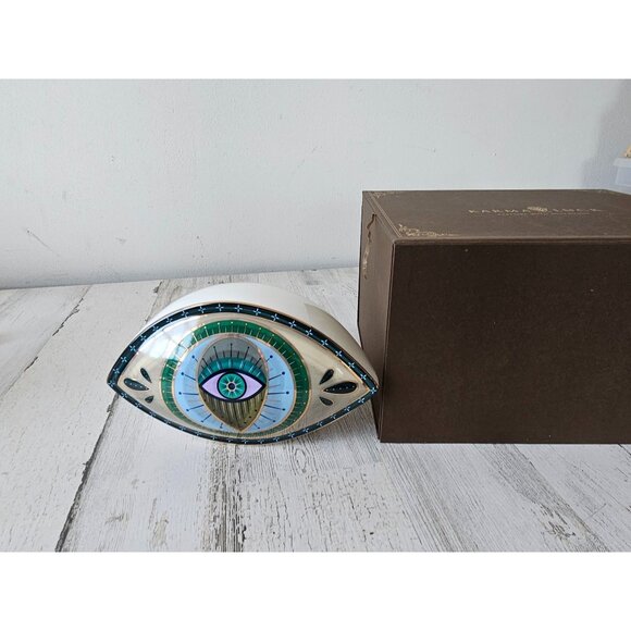 Karma and luck green evil eye positivity ceramic statue figurine unique - Picture 1 of 7
